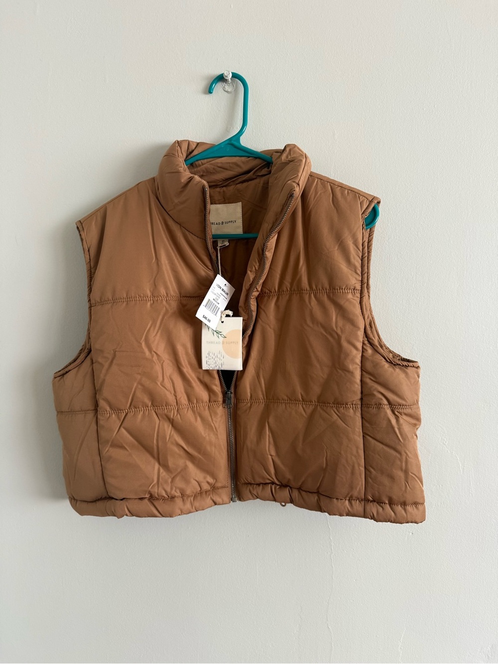 Thread & Supply Puffer Jacket in Camel Brown new!